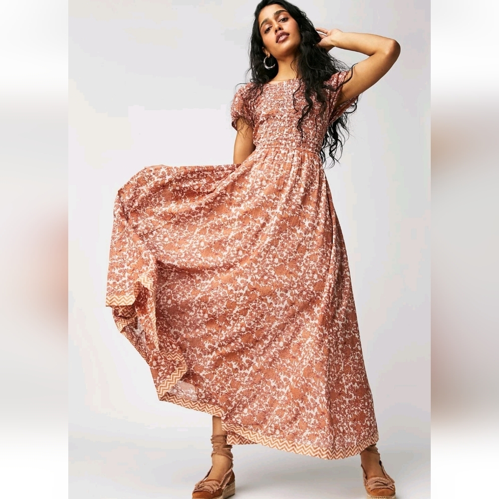 NWT Free People Ultraviolet Maxi Dress in Tea Combo